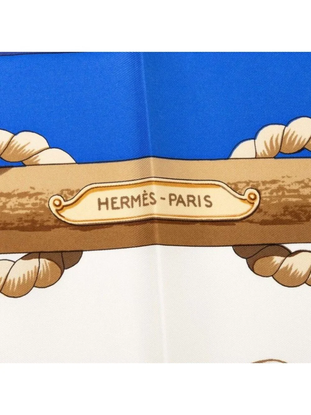 Hermes Carre 90 Tribord Sailing Ship Scarf Blue Multicolor Silk